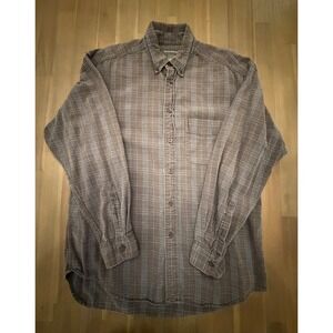 Banana Republic Men Plaid Long Sleeve Button Up Shirt Classic Fit Brown Blue Tan